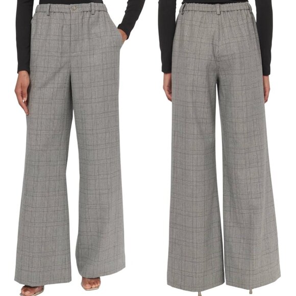 CAMI NYC- NWT, Women’s ‘Oriane’ Pant, Plaid, Flare Wide-Leg - Black/White, Small - Picture 1 of 13